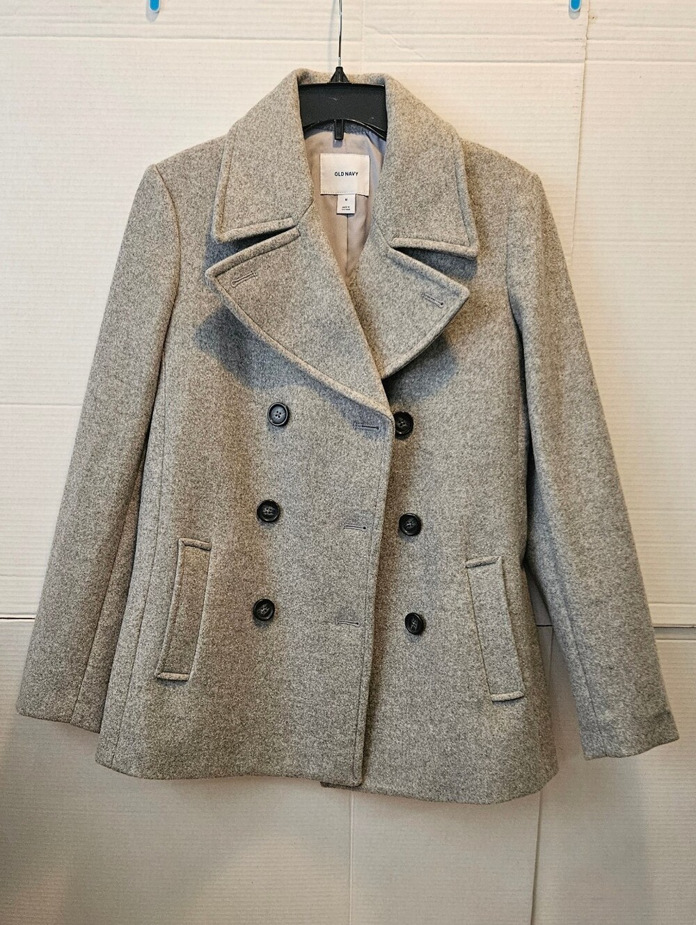 Women's Old Navy Double Breasted Wool Blend Peacoat - Grey - Medium - LIKE NEW